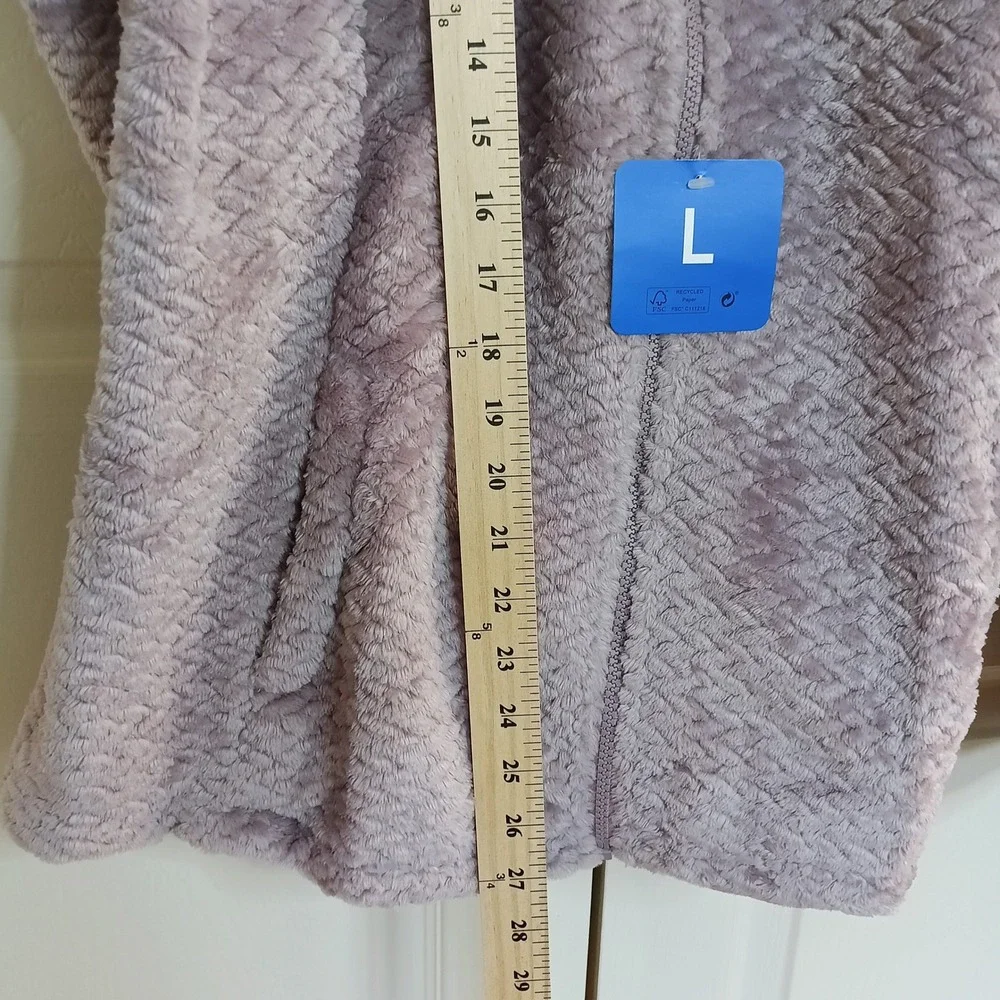 Free2B Braided Butter Pile Jacket Mauve Purple Faux Fur Fleece Full Zip Womens L